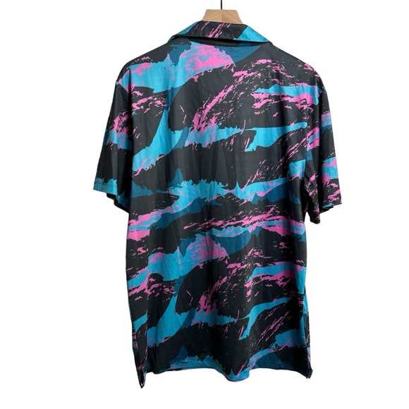 Greenside Mens Polo Golf Bugiee Abstract Pattern Golf Polo Shirt Activewear Sz L - Picture 6 of 6